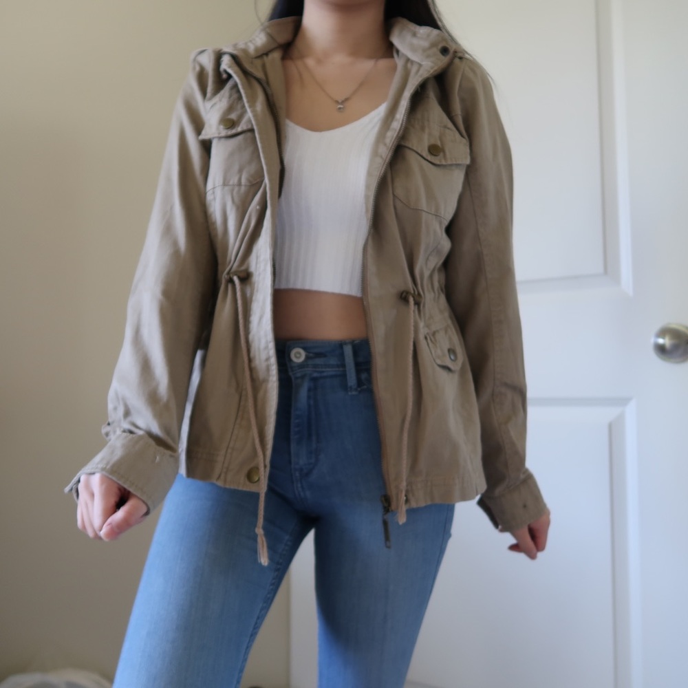 Beige parka jacket